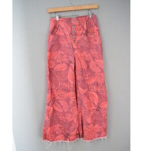 Pilcro Pink Floral Flare Jeans